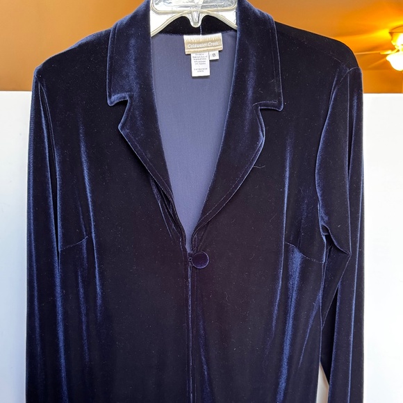 Coldwater Creek One Button Dark Blue Velvet Jacket/Tunic, Size 8. GUC - Picture 1 of 5
